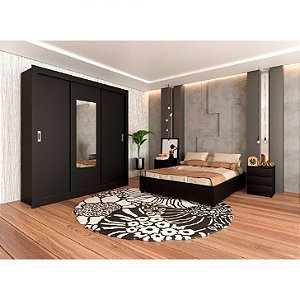Guarda-roupa casal 3 portas de correr com espelho
