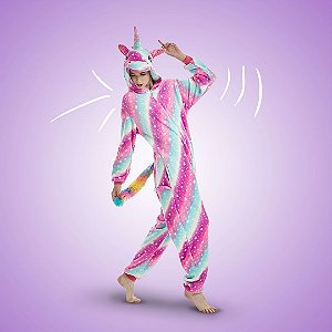 Pijama Macacão Unicórnio Listras