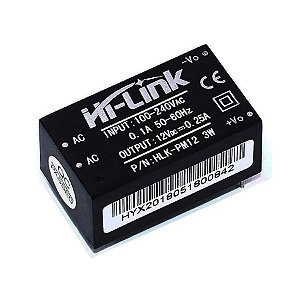 MINI FONTE HI-LINK SAIDA 12VDC 3W 0.25A ENTRADA 100-240VAC