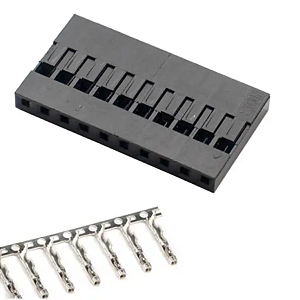 CONECTOR DUPONT 10 VIAS 2,54MM COM TERMINAIS FÊMEA