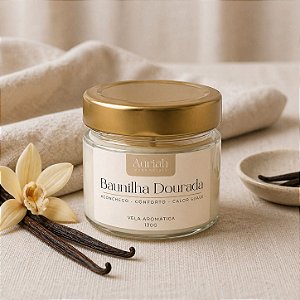 Vela Aromática Baunilha Dourada 130g | Auriah Essenciais