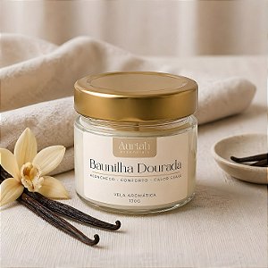 Vela Aromática Baunilha Dourada 130g | Auriah Essenciais
