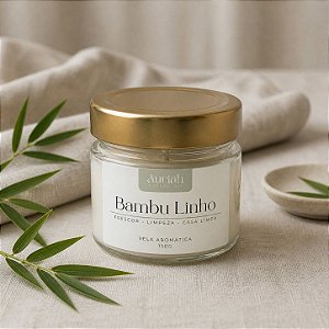 Vela Aromática Bambu Linho 130g | Auriah Essenciais