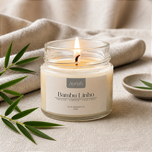 Vela Aromática Bambu Linho 130g | Auriah Essenciais