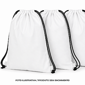 Mochila saco para sublimação em oxford branco e cordinha preta 30cm x 40cm