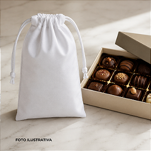 Saquinho para sublimação em oxford branco 100% poliéster 20cm x 30cm cordinha branca