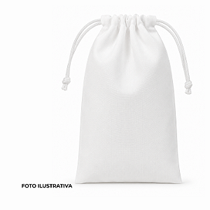 Saquinho para sublimação em oxford branco 100% poliéster 17cm x 27cm cordinha branca