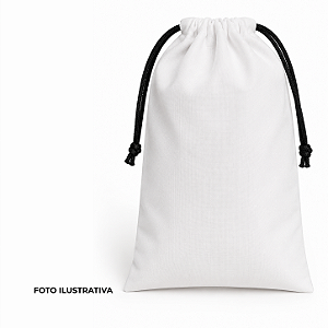 Saquinho para sublimação em oxford branco 100% poliéster 17cm x 27cm cordinha preta