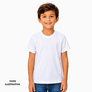 Camisa para sublimação Infantil branca gola punho 100% poliéster Premium