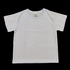 Camisa para sublimação Infantil branca gola punho 100% poliéster Premium