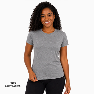 Camisa para sublimação Baby look cinza mescla gola punho 100% poliéster Premium