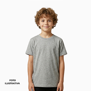 Camisa para sublimação Infantil cinza mescla gola punho 100% poliéster Premium