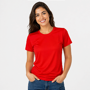 Camisa para sublimação Baby look vermelho Red gola punho 100% poliéster Premium