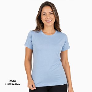 Camisa para sublimação baby look azul bebê gola punho 100% poliéster Premium