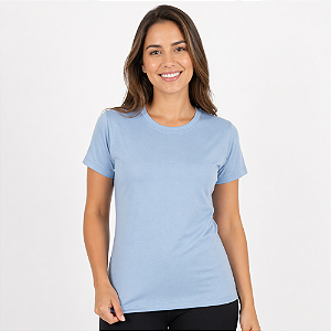 Camisa para sublimação baby look azul bebê gola punho 100% poliéster Premium