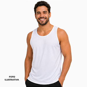 Camiseta para sublimação regata masculina branca acabamento viés 100% poliéster Premium