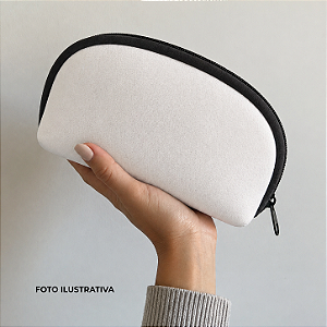 Necessaire para sublimação em neoprene branco e zíper de nylon
