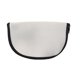 Necessaire para sublimação em neoprene branco e zíper de nylon.