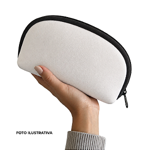 Necessaire para sublimação em neoprene branco e zíper de nylon