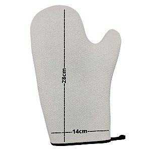 Luva para sublimação em neoprene de 3mm branco e acabamento em viés preto.