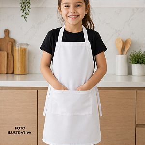 Avental para sublimação infantil branco com bolso branco em oxford