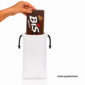Saquinho para BIS para sublimação em oxford branco 100% poliéster 20cm x 09cm cordinha preta