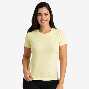 Camisa para sublimação Baby look amarelo bebê gola punho 100% poliéster Premium