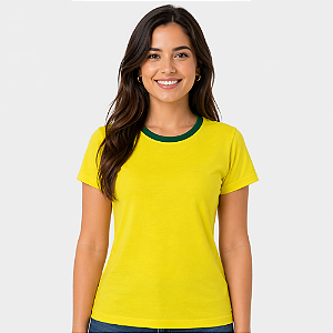 Camisa para sublimação baby look coleção temática amarelo e verde 100% poliéster premium