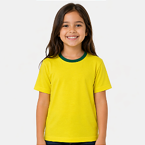 Camisa para sublimação infantil coleção temática amarelo e verde 100% poliéster premium