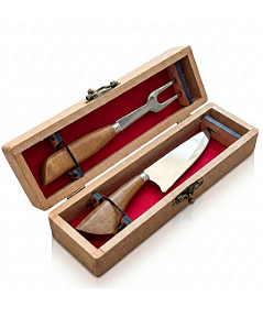 Conjunto de Churrasco Premium: Faca e Garfo 5" em Estojo de Madeira