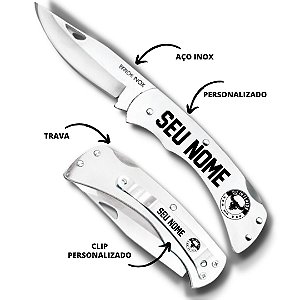 Canivete Inox com Trava Clip DU INTERIOR 3" - Personalizado