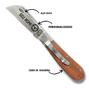 Canivete Inox/Madeira com Clip DU INTERIOR 3" - Personalizado