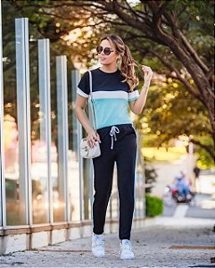 Conjunto de calça e blusa em moletinho com elastano
