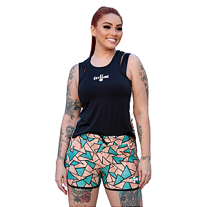 Conjunto Beach Tennis Feminino Shorts Boxer e Regata Geometric