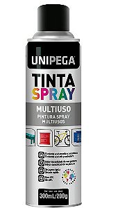 Tinta Spray Multiuso 300ml Preto Fosco - Unipega