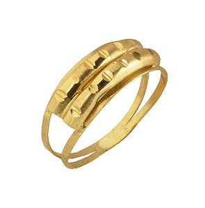 Anel com aro duplo em ouro amaelo 18k  PC 2.38