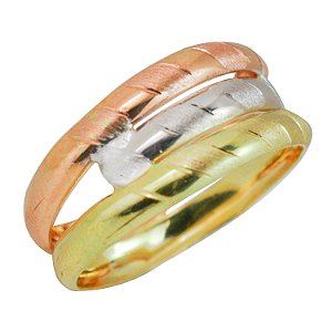 Anel duplo tricolor em ouro amarelo 18k PC 4.28