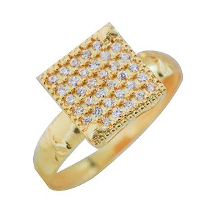 Anel com zirconias em ouro amarelo 18k PC 3.76