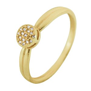 ANEL CHUVEIRO COM ZIRCONIAS EM OURO AMARELO 18K PC 3.63