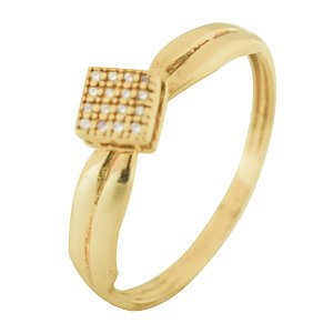 ANEL COM ZIRCONIAS EM OURO AMARELO 18K PC 3.75