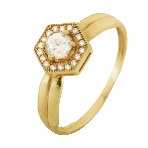 ANEL OURO AMARELO 18K SEXTAVADO COM ZIRCONIA PC 5.90