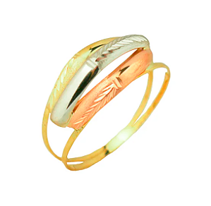 ANEL OURO AMARELO 18K ARO DUPLO TRICOLOR PC 2.85