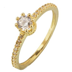 Anel em ouro amarelo 18k, com 18 zircônias brancas PC 6.15