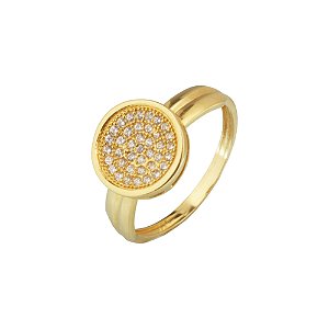 Anel em ouro amarelo 18k  cravejado com zircônias brancas PC 6.33