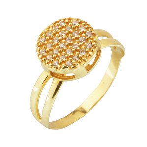 Anel em ouro amarelo 18k, cravejado com aro duplo PC 6.13