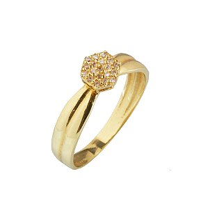 Anel chuveiro com aro detalhado em ouro amarelo 18k PC 6.38