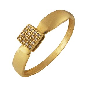 Anel losangulo cravejado em ouro amarelo 18k PC 3.50