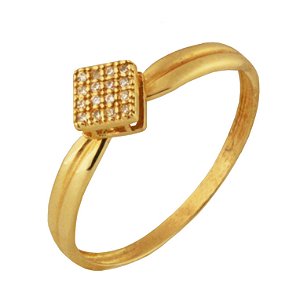 Anel losangulo cravejado em ouro amarelo 18k PC 3.45