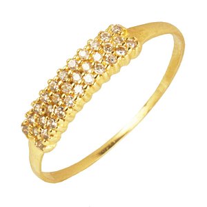 Anel meia aliança com zirconias brancas em ouro amarelo 18k PC 2.70