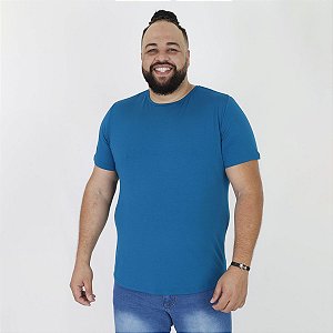 Camisa Masculina Longline Básica Plus Size - Azul Petróleo